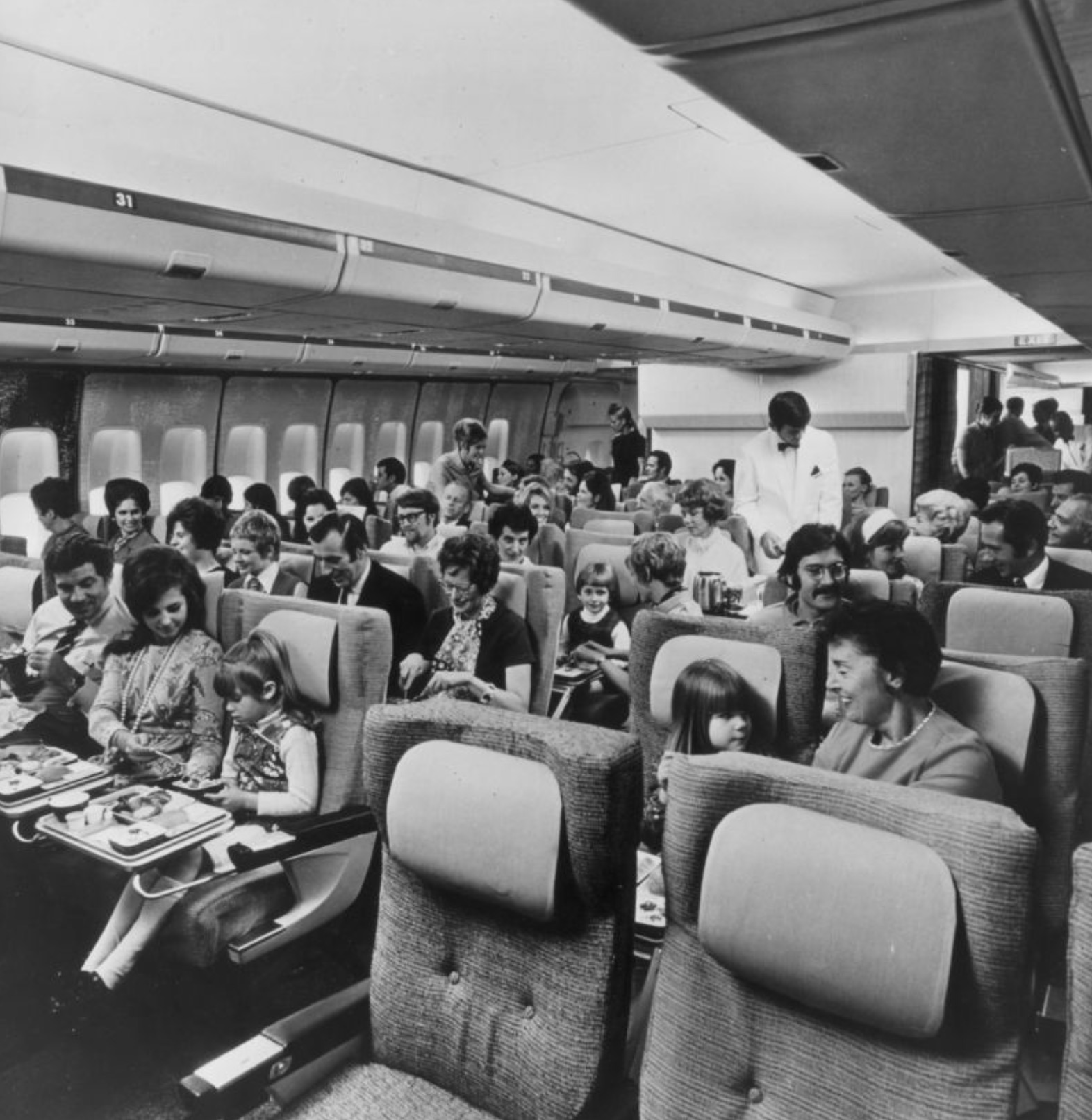 Economy class flying in 1970. 